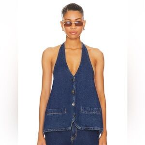 Lioness Dark Blue Denim Halter Top